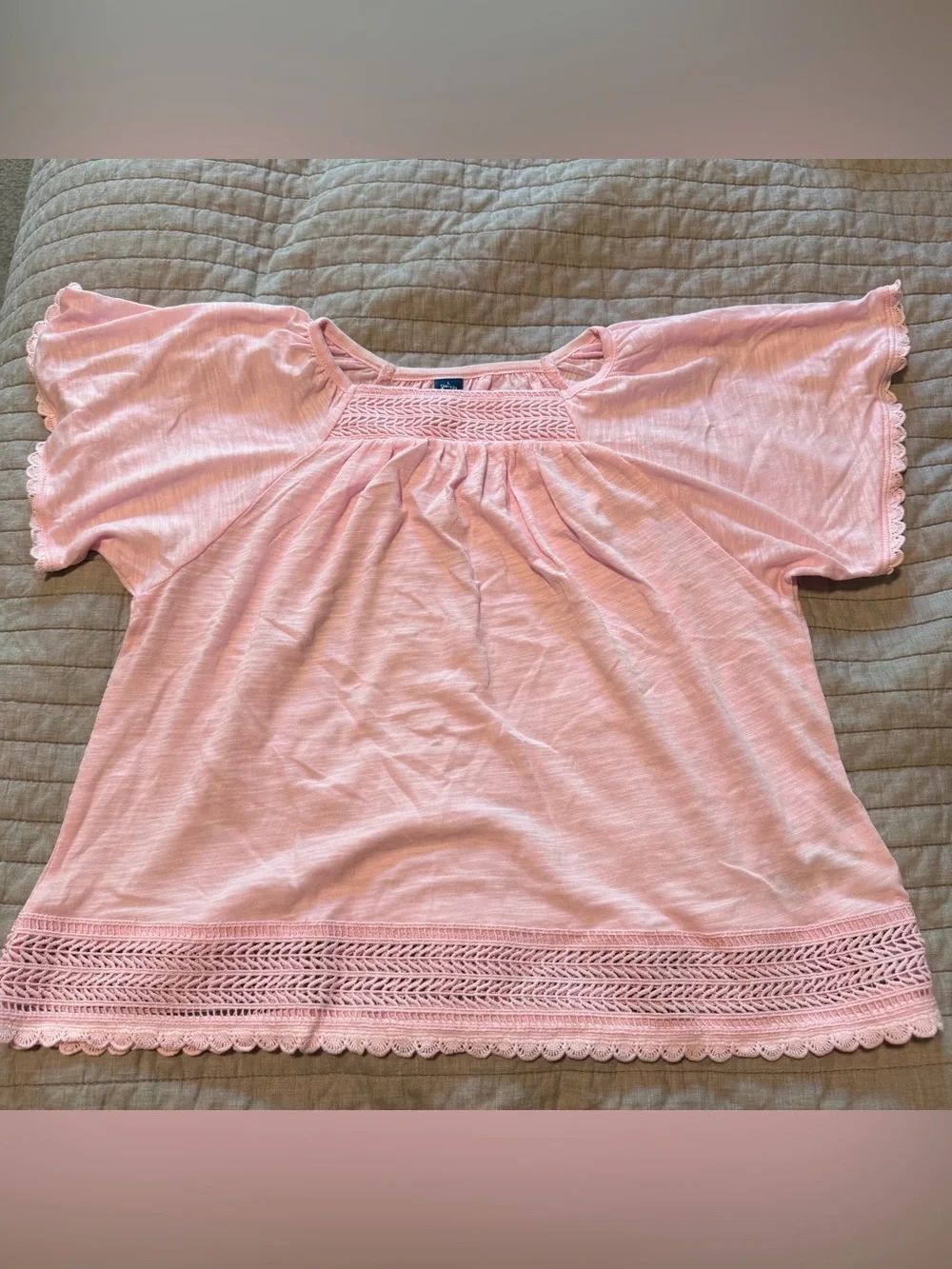 NWT Old Navy Light Pink Crochet-Trim Tunic Top